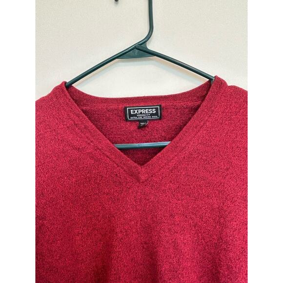 Express Extra Fine Merino Wool Sweater Red Slim Cut V-Neck SWEATER Size Small - Picture 4 of 4